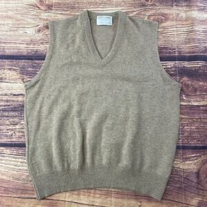 JeffLamb Lord Jeff Lambswool Sweater Vest Beige  Men's Sz Large